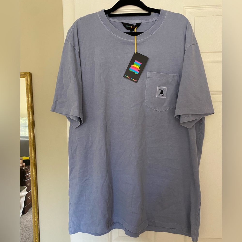 Teddy Fresh Men’s Classic Pocket Tee Slate Blue Size 3XL NWT